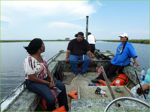 Derrick, LaTosha, Rosina  on the boat